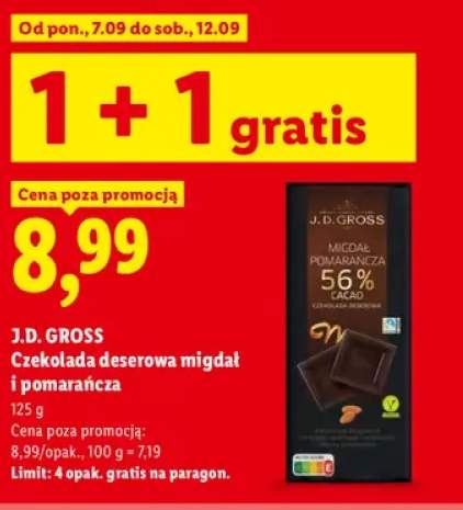 Czekolada deserowa migdał i pomarańcza J.D. Gross