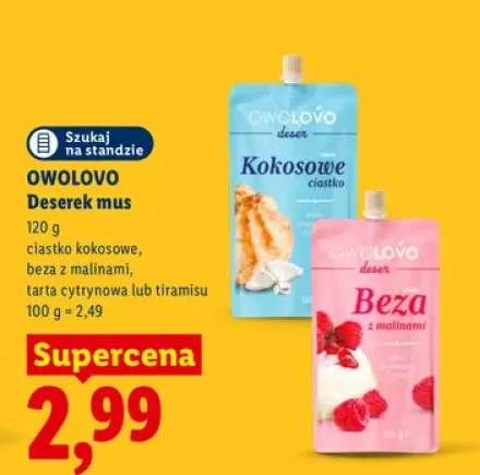 Deserek mus ciastko kokosowe Owolovo +3 warianty
