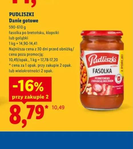 Danie gotowe fasolka po bretońsku Pudliszki +2 warianty