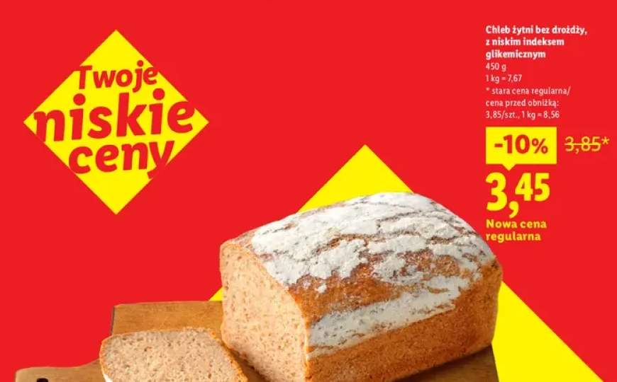 Chleb żytni bez drożdży z niskim indeksem glikemicznym