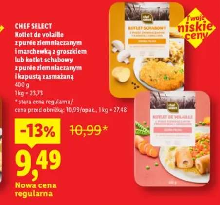 Kotlet de volaille z purée ziemniaczanym i marchewką z groszkiem Chef Select +1 wariant
