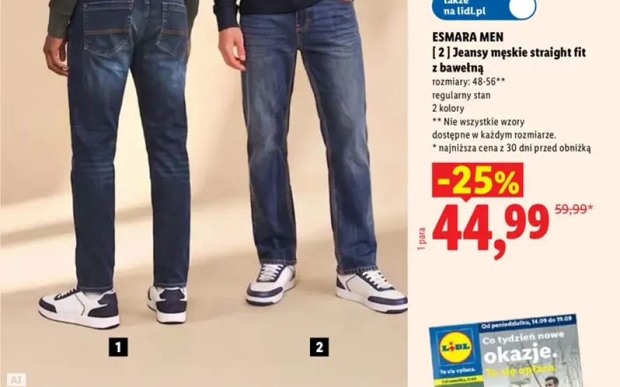 Jeansy męskie straight fit z bawełną
