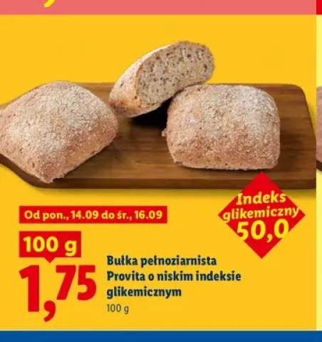 Bułka pełnoziarnista Provita o niskim indeksie glikemicznym