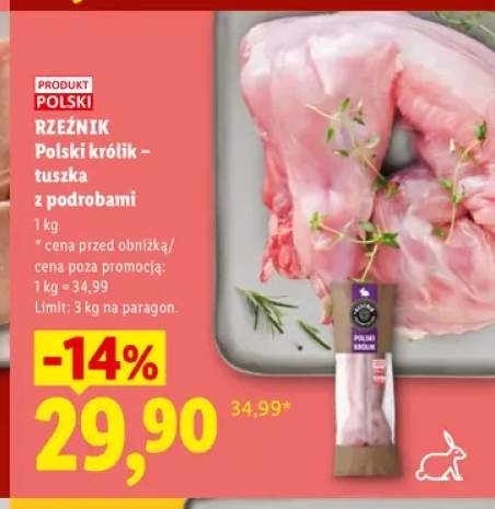 Polski królik tuszka z podrobami Rzeźnik
