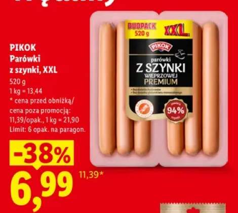 Parówki z szynki XXL Pikok