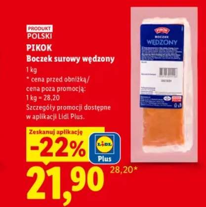 Boczek surowy wędzony Pikok