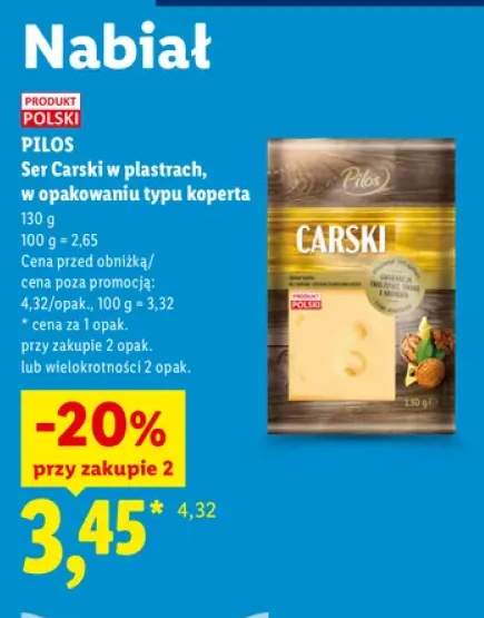 Ser carski w plastrach w opakowaniu typu koperta Pilos