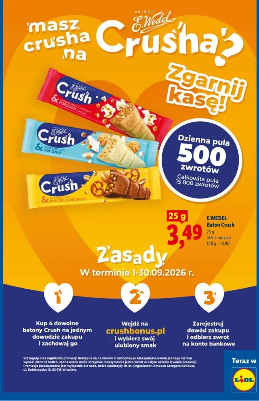 Baton Crush Caramel White Chocolate Popcorn Flavour E.Wedel +2 warianty