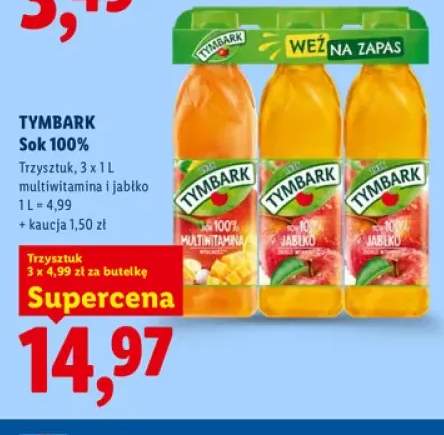 Sok multiwitamina i jabłko 3-pak Tymbark 100%