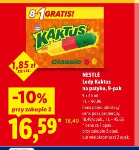 Lody Kaktus na patyku Nestlé 9-pak