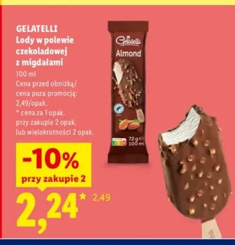 Lody w polewie czekoladowej z migdałami Gelatelli