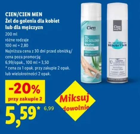 Żel do golenia dla kobiet Cien +1 wariant