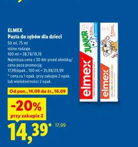 Pasta do zębów dla dzieci Junior Elmex +1 wariant