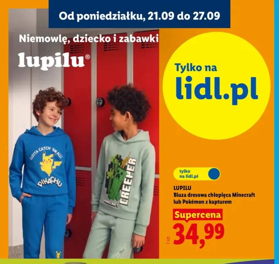 Bluza dresowa chłopięca Minecraft z kapturem Lupilu +1 wariant