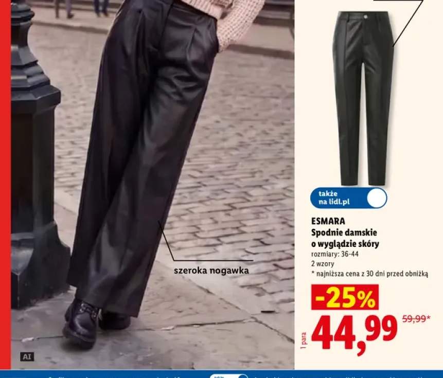 Spodnie damskie o wyglądzie skóry Esmara