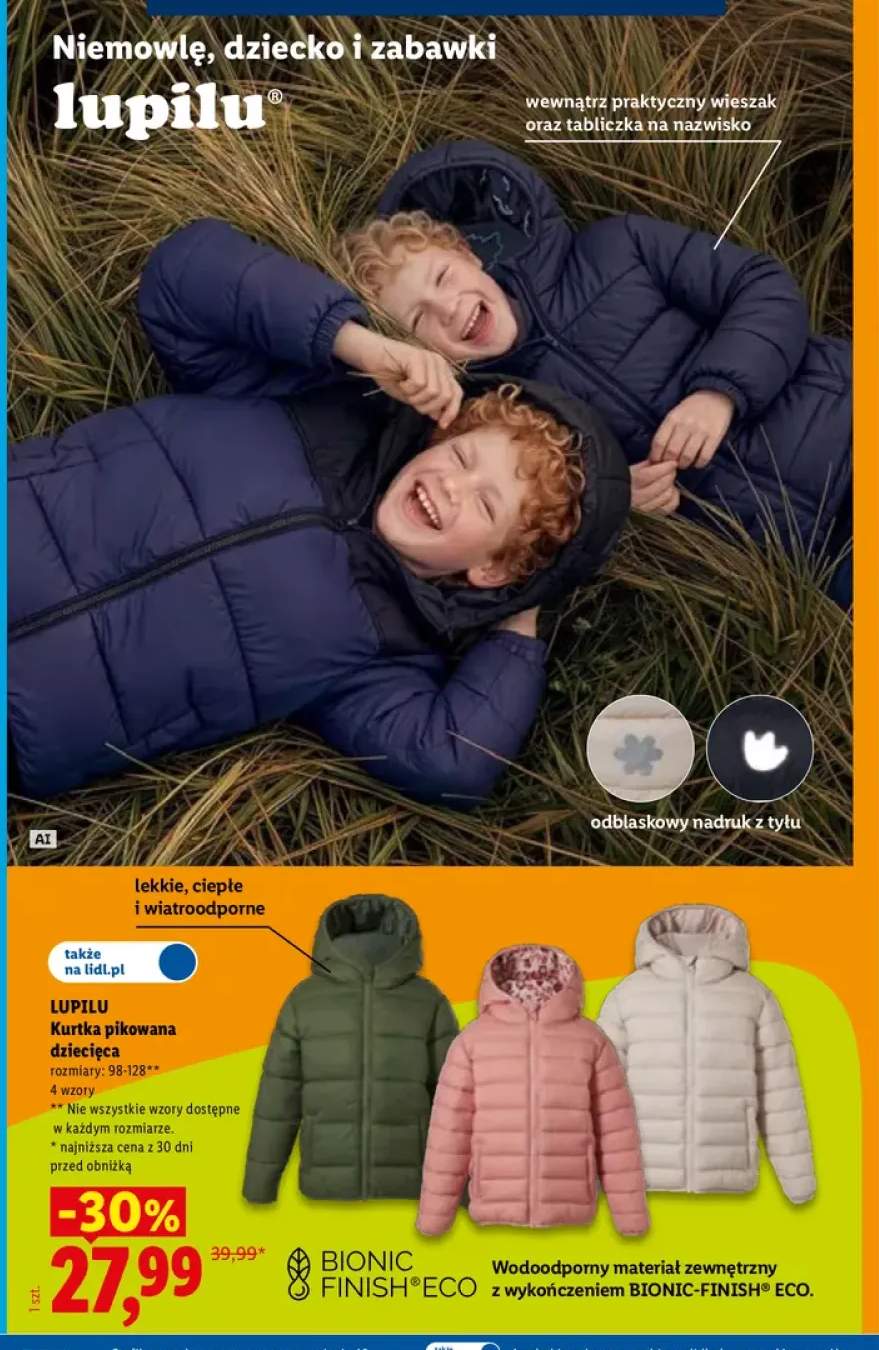 Kurtka pikowana dziecięca Lupilu