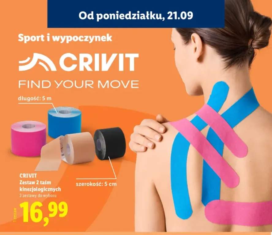 Zestaw 2 taśm kinezjologicznych Crivit