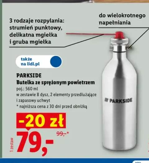 Butelka ze sprężonym powietrzem Parkside