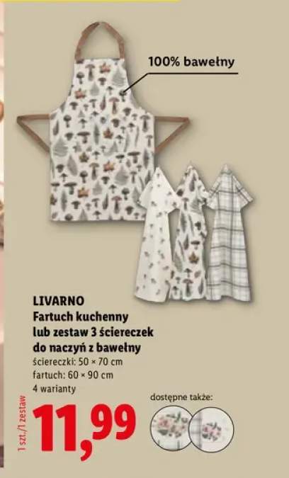 Fartuch kuchenny z bawełny Livarno 60x90 cm +1 wariant