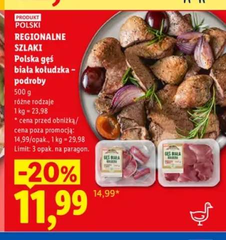 Polska gęś biała kołudzka - podroby Regionalne Szlaki