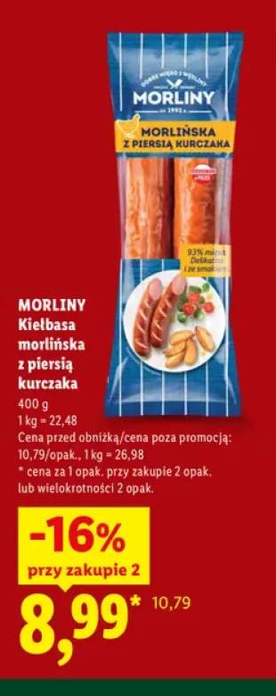 Kiełbasa morlińska z piersią kurczaka Morliny