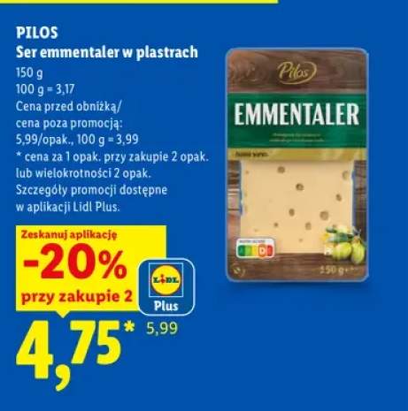 Ser emmentaler w plastrach Pilos