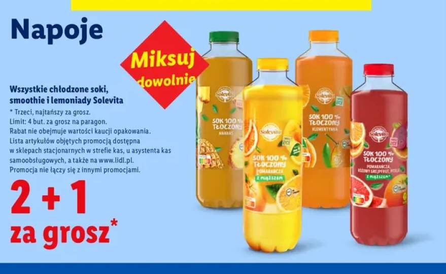 Chłodzone soki, smoothie i lemoniady Solevita +4 warianty