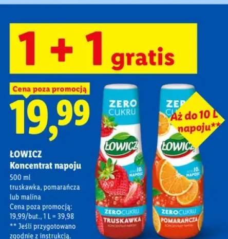 Koncentrat napoju truskawka Łowicz +2 warianty