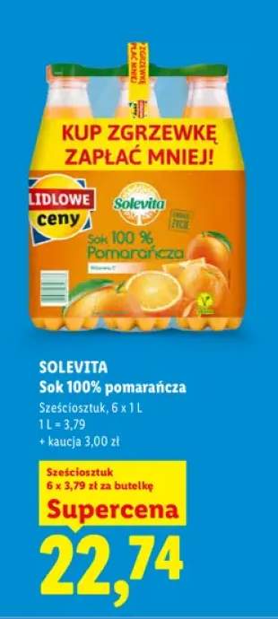 Sok pomarańcza Solevita 6-pak 100%