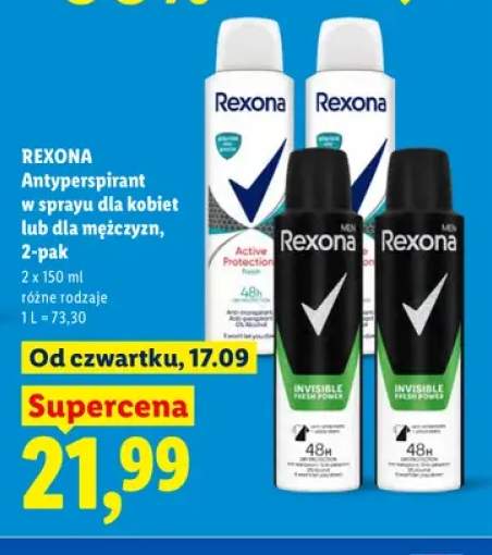 Antyperspirant w sprayu dla kobiet Rexona 2-pak +1 wariant