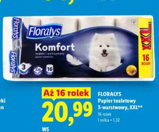 Papier toaletowy 3-warstwowy XXL Floralys 16-pak