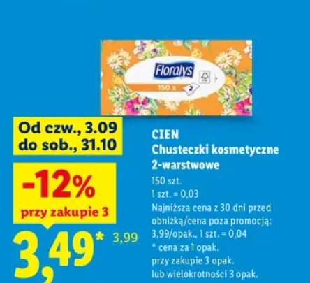 Chusteczki kosmetyczne 2-warstwowe Cien