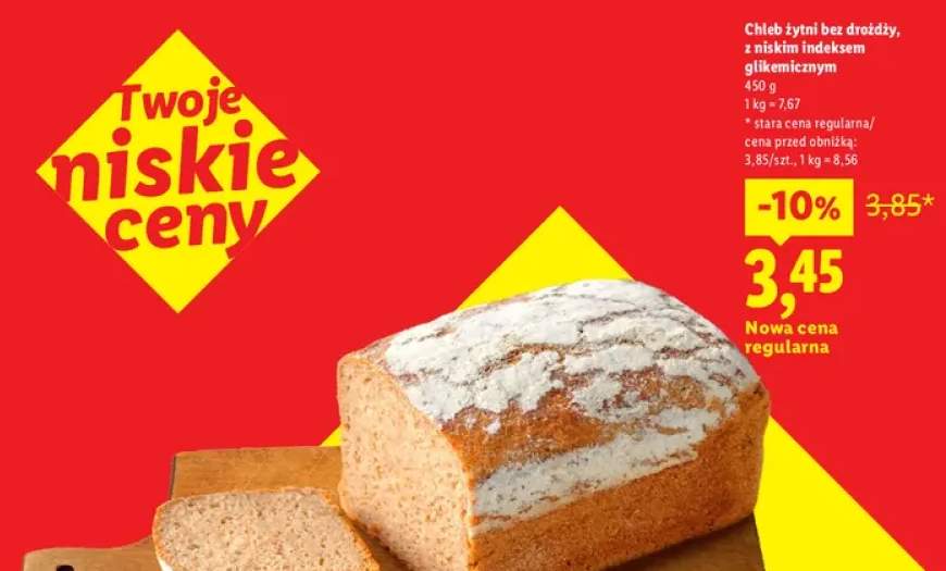 Chleb żytni bez drożdży z niskim indeksem glikemicznym