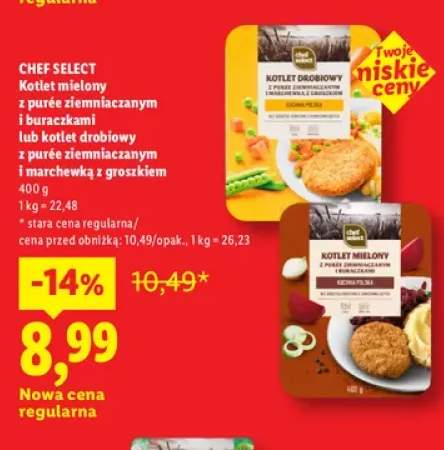 Kotlet mielony z purée ziemniaczanym i buraczkami Chef Select +1 wariant