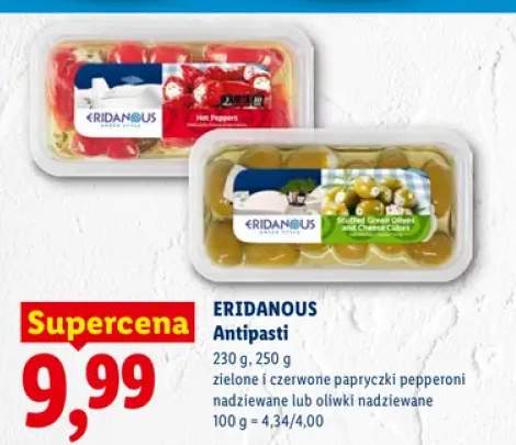 Antipasti zielone i czerwone papryczki pepperoni nadziewane Eridanous +1 wariant
