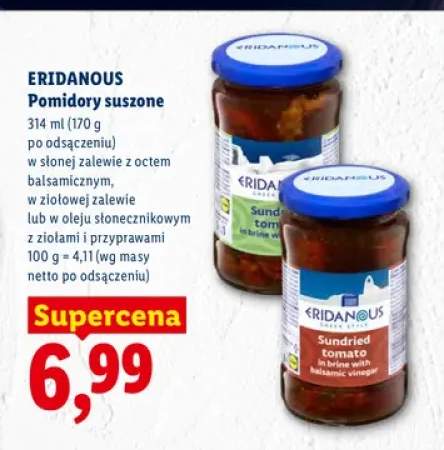 Pomidory suszone w słonej zalewie z octem balsamicznym Eridanous +2 warianty