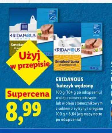 Tuńczyk wędzony w oleju słonecznikowym Eridanous +1 wariant