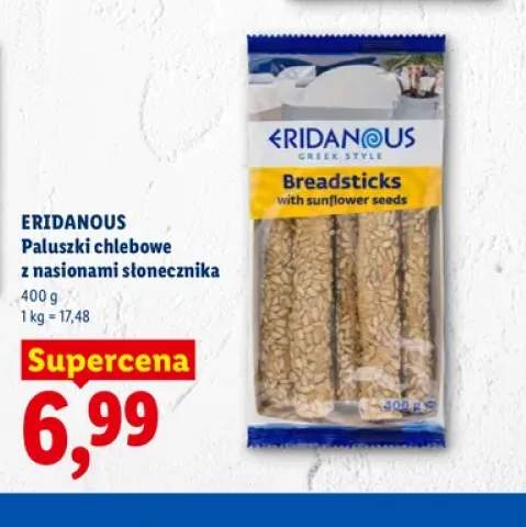 Paluszki chlebowe z nasionami słonecznika Eridanous