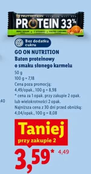 Baton proteinowy o smaku słonego karmelu Go On Nutrition