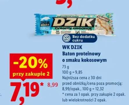 Baton proteinowy o smaku kokosowym WK Dzik