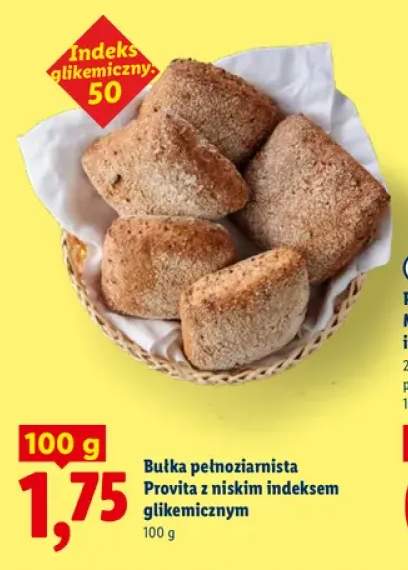 Bułka pełnoziarnista Provita z niskim indeksem glikemicznym