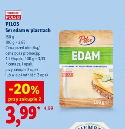 Ser edam w plastrach Pilos