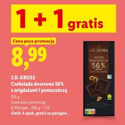 Czekolada deserowa 56% z migdałami i pomarańczą J.D. Gross
