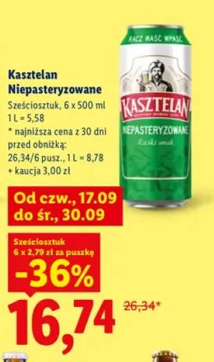 Piwo Kasztelan Niepasteryzowane 6-pak