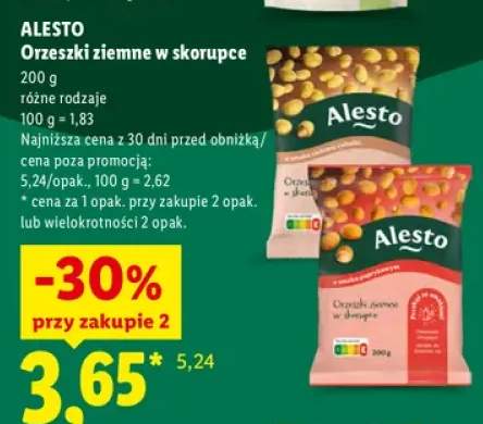 Orzeszki ziemne w skorupce o smaku zielonej cebulki Alesto +1 wariant