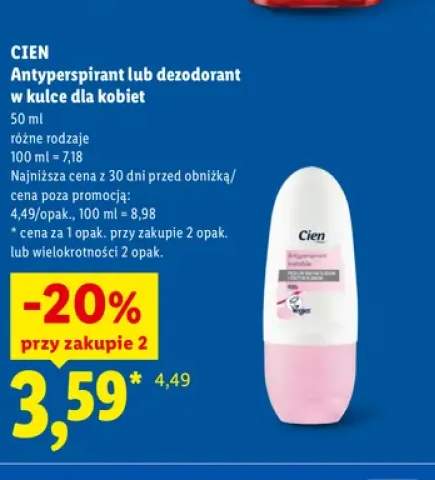 Antyperspirant w kulce dla kobiet Cien +1 wariant