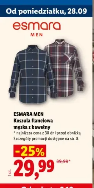 Koszula flanelowa męska z bawełny