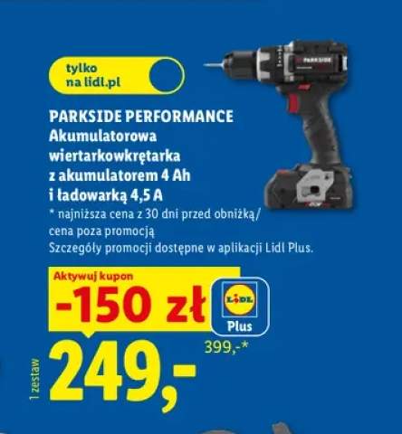Akumulatorowa wiertarkowkrętarka z akumulatorem i ładowarką Parkside Performance