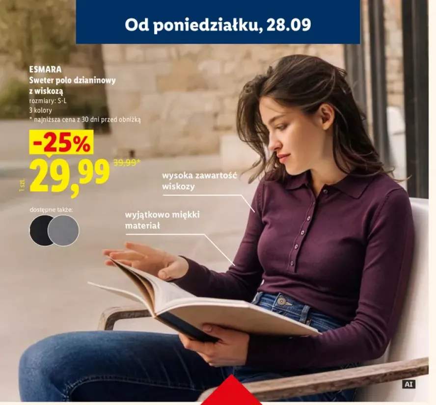 Sweter polo dzianinowy z wiskozą Esmara