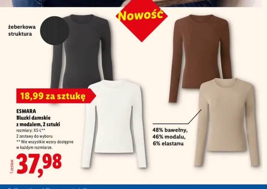 Bluzki damskie z modalem 2-pak Esmara